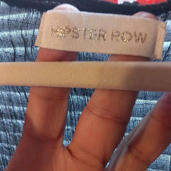 Hipster Row Beach Cover Up Black Crocheted Trim Sz. L Beach Summer - Picture 2 of 4